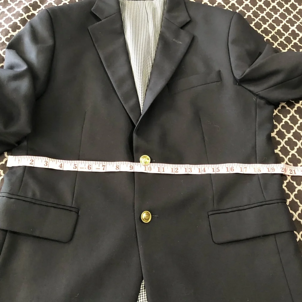 Stafford Executive Navy Blue Blazer Gold Buttons Wool 38S Preppy Classic Ee5